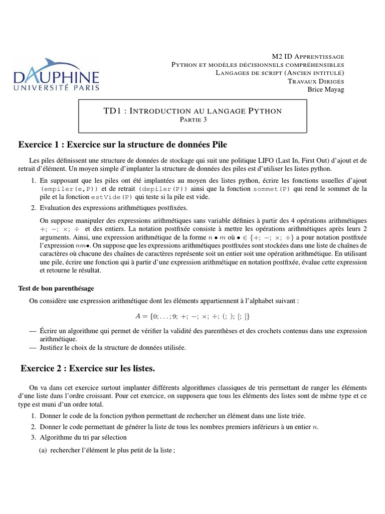 Algorithmes Python et Piles | PDF | Python (Langage de programmation ...