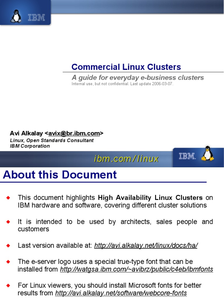 Linux+Clusters 20060307 | PDF | Ibm Db2 | Ibm Notes