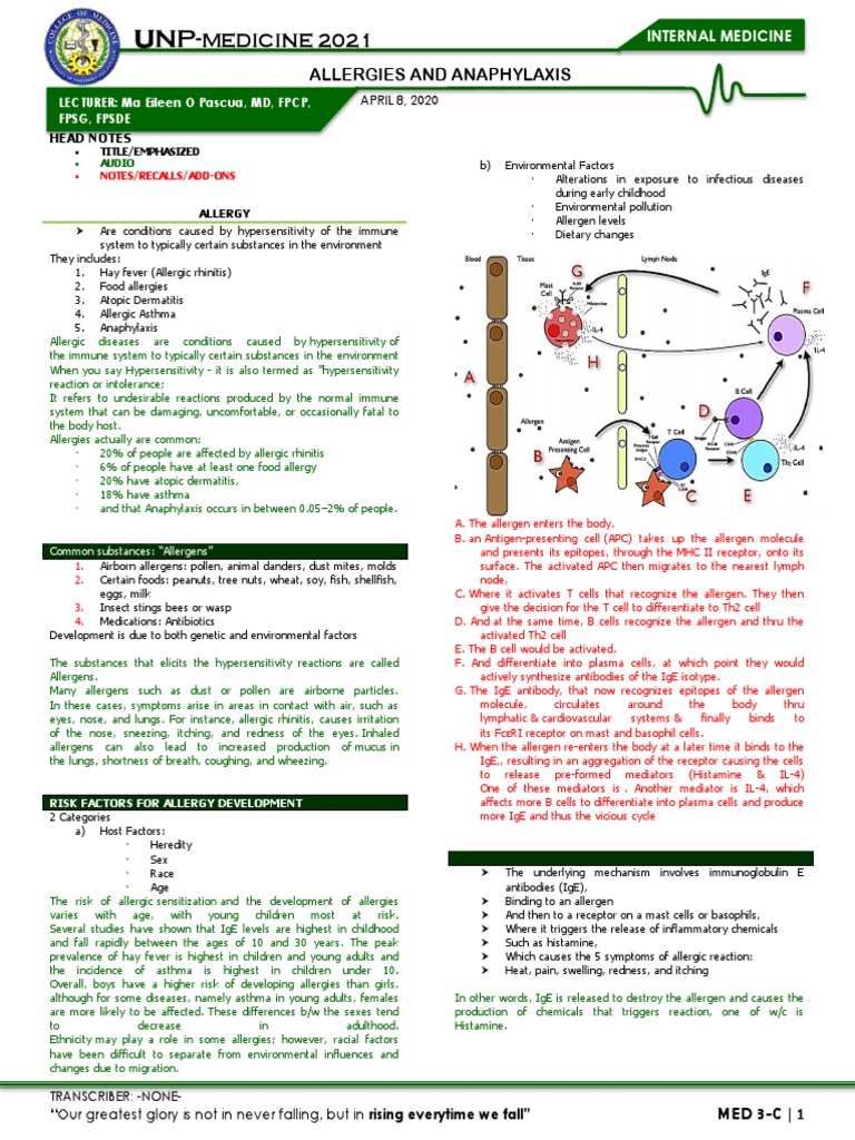 MEDICINE - Allergies and Anaphylaxis | PDF | Allergen | Allergy