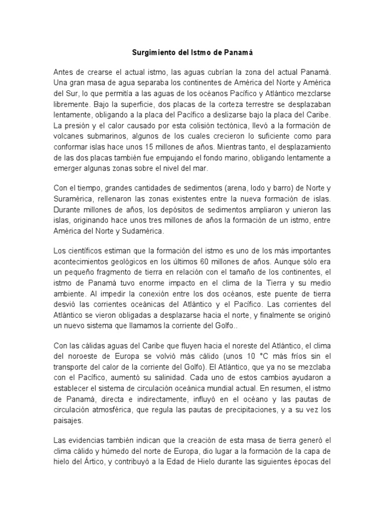 El Surgimiento Del Istmo De Panamá Descargar Gratis Pdf Ambiente