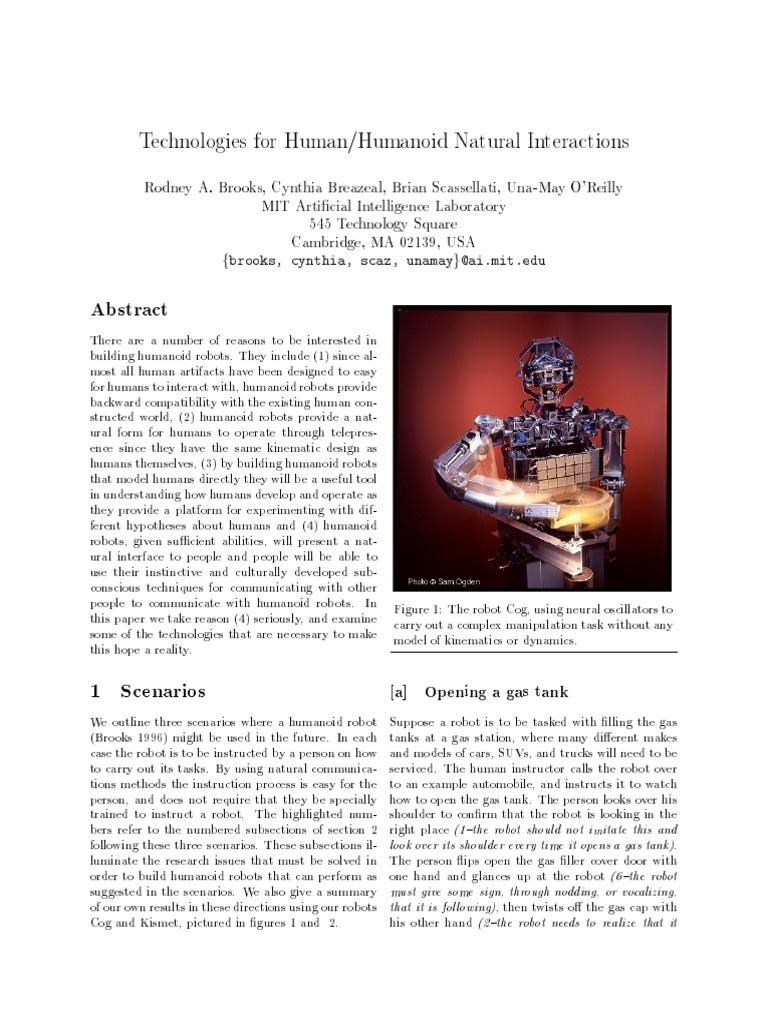 Humanoid Robot Interaction Technologies | PDF | Perception | Robot