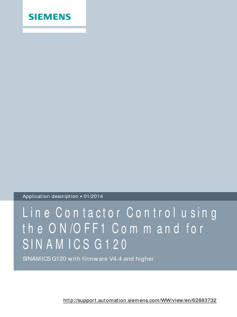 Line Contactor Control Using The ON/OFF1 Command For Sinamics G120 ...