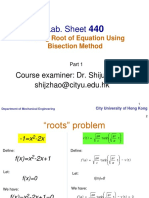 Lab. Sheet: Finding Root of Equation Using Bisection Method