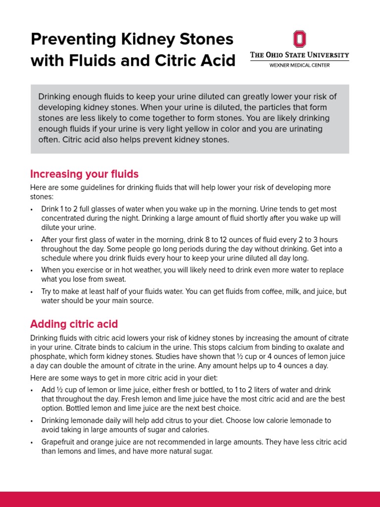 Preventing Kidney Stones With Fluids and Citric Acid PDF Lime