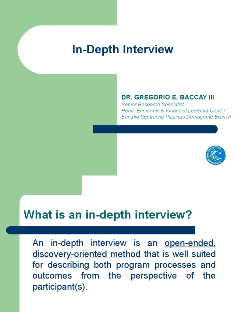 In Depth Interview Dr Gregorio E Baccay Iii Pdf Interview