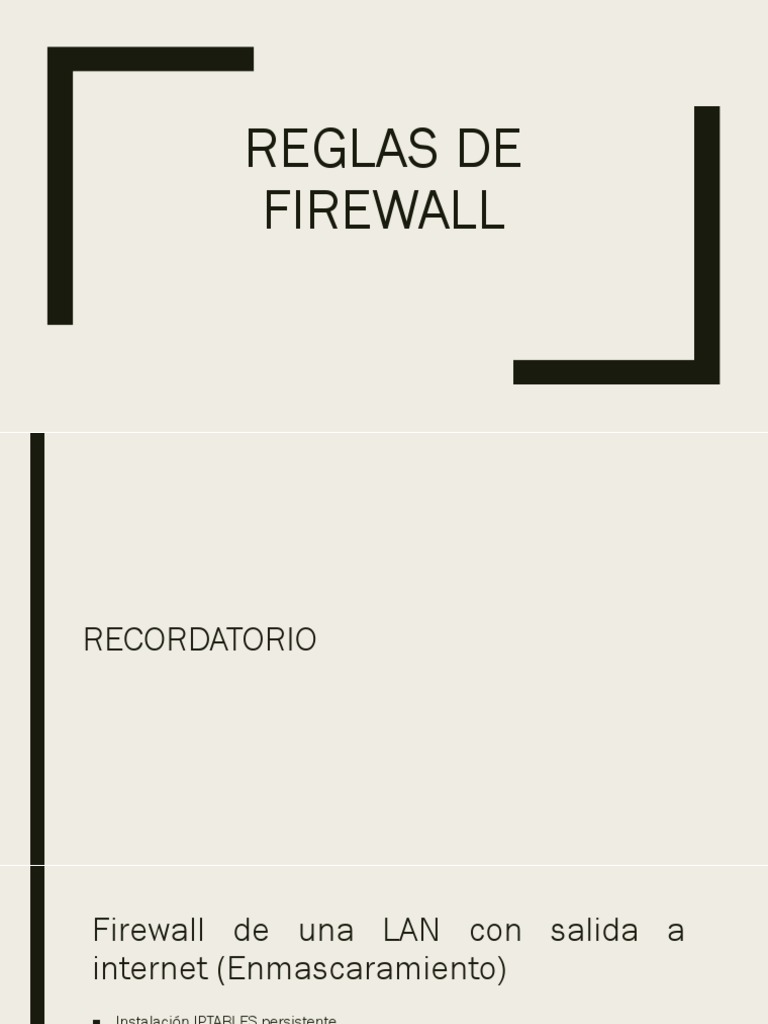 Reglas de Firewall PDF | PDF | Cortafuegos (informática) | Protocolos ...