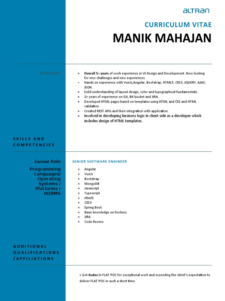 Manik Mahajan - Senior Software Engineer CV | PDF | Computers