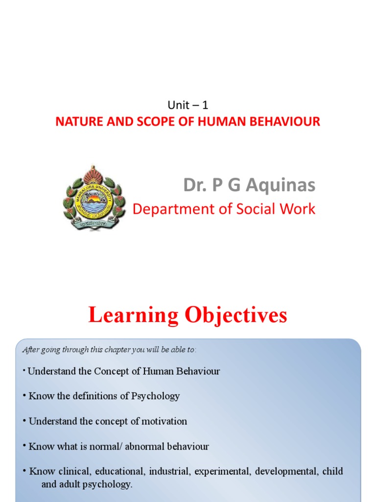 Nature and Scope of Human Behaviour | PDF | Developmental Psychology ...