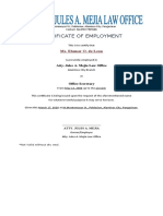 Certificate of Employment: Ms. Elamar O. de Leon
