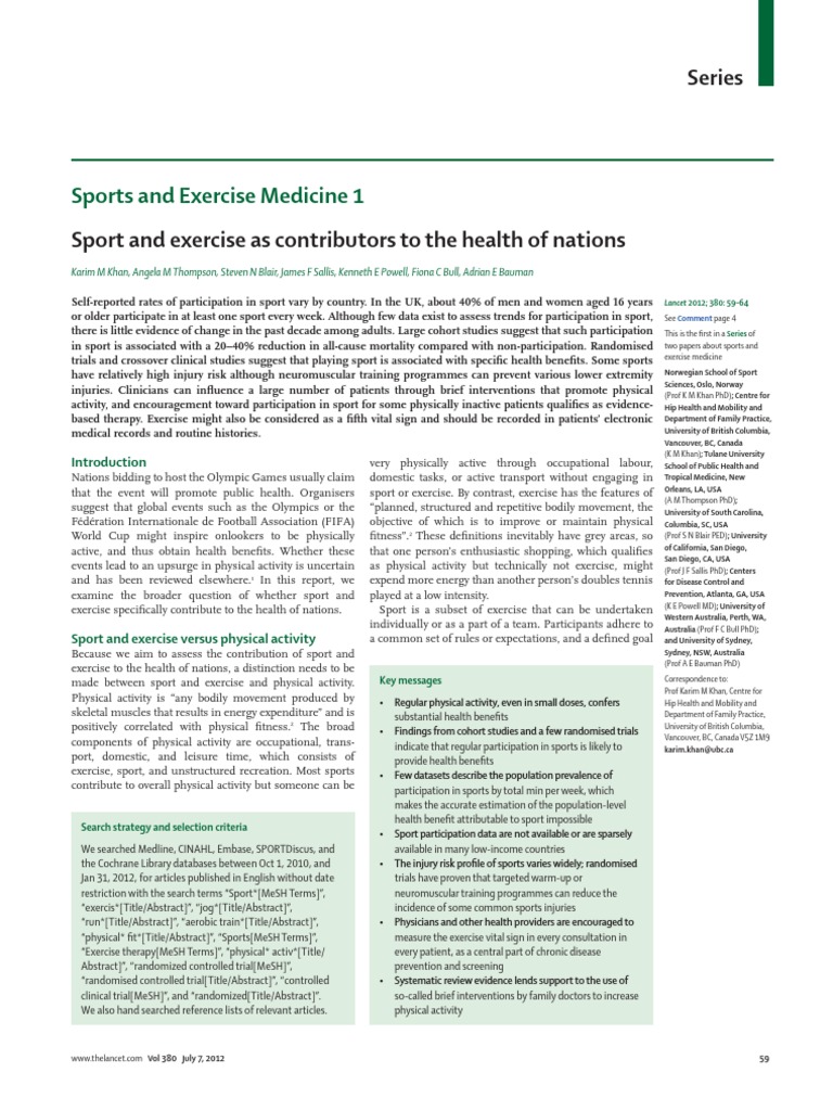 Sports and Exercise Medicine 1: Series | PDF | Physical Fitness | Sports