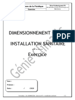 Exercice N°4 DIMENSIONNEMENT D'UNE INSTALLATION SANITAIRE