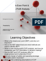 Ch09: Break-Even Point & Cost-Volume-Profit Analysis: Presented by