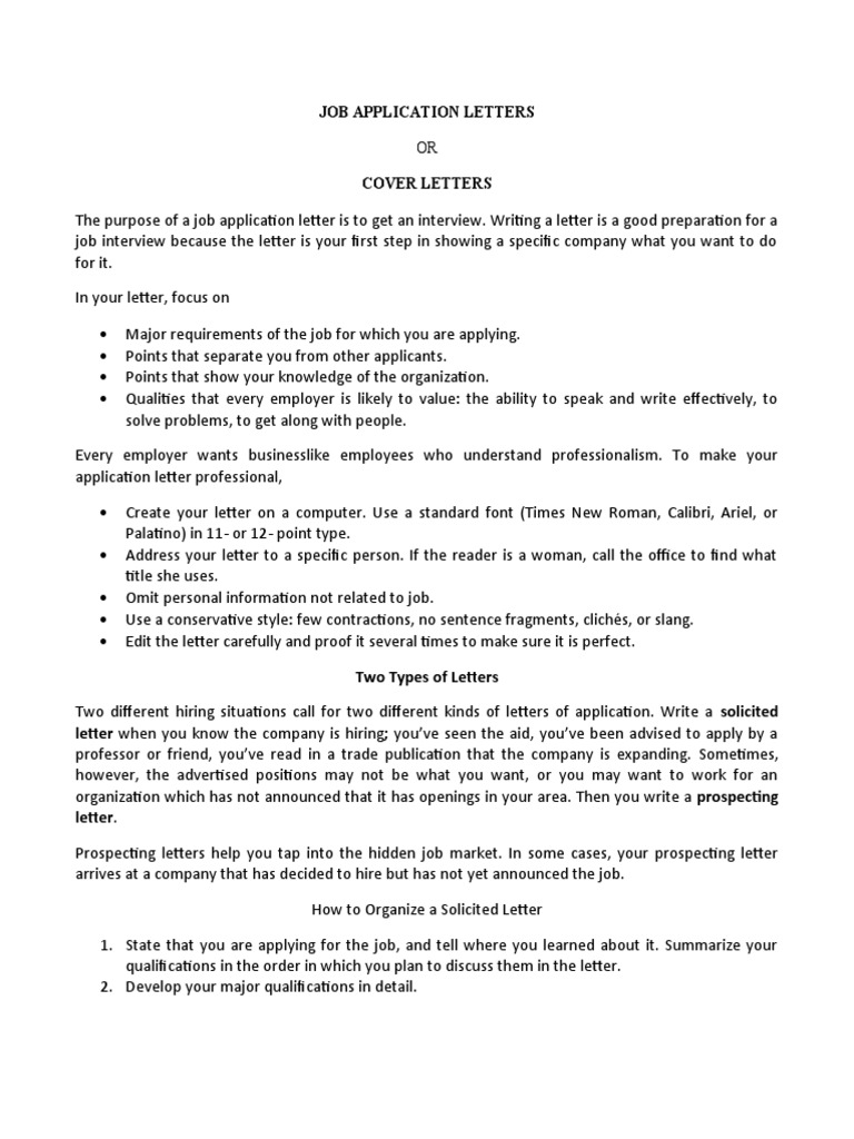 JOB APPLICATION LETTERS (Notes) Unduh gratis PDF Sales Textbook