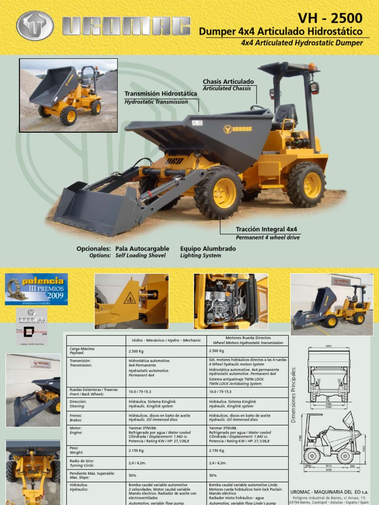 Hydrostatic 4x4 Dumper Specifications | PDF | Four Wheel Drive | Car