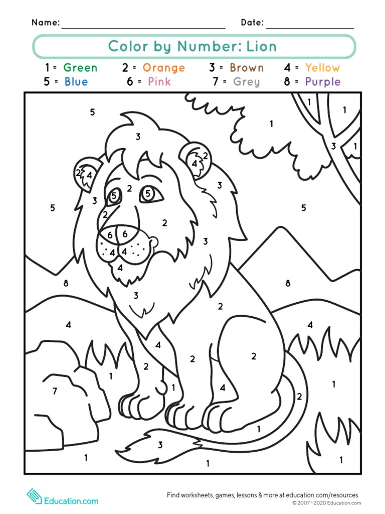color-by-number-lion