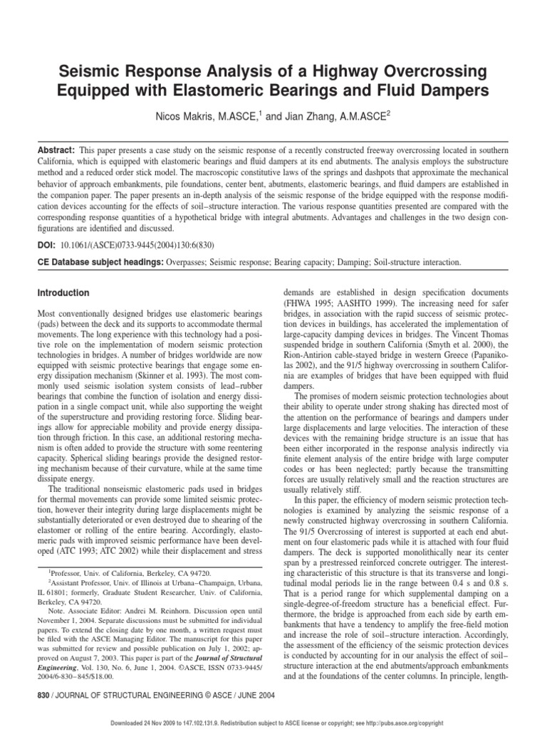 Seismic Response Analysis of A Highway O PDF | PDF | Force ...