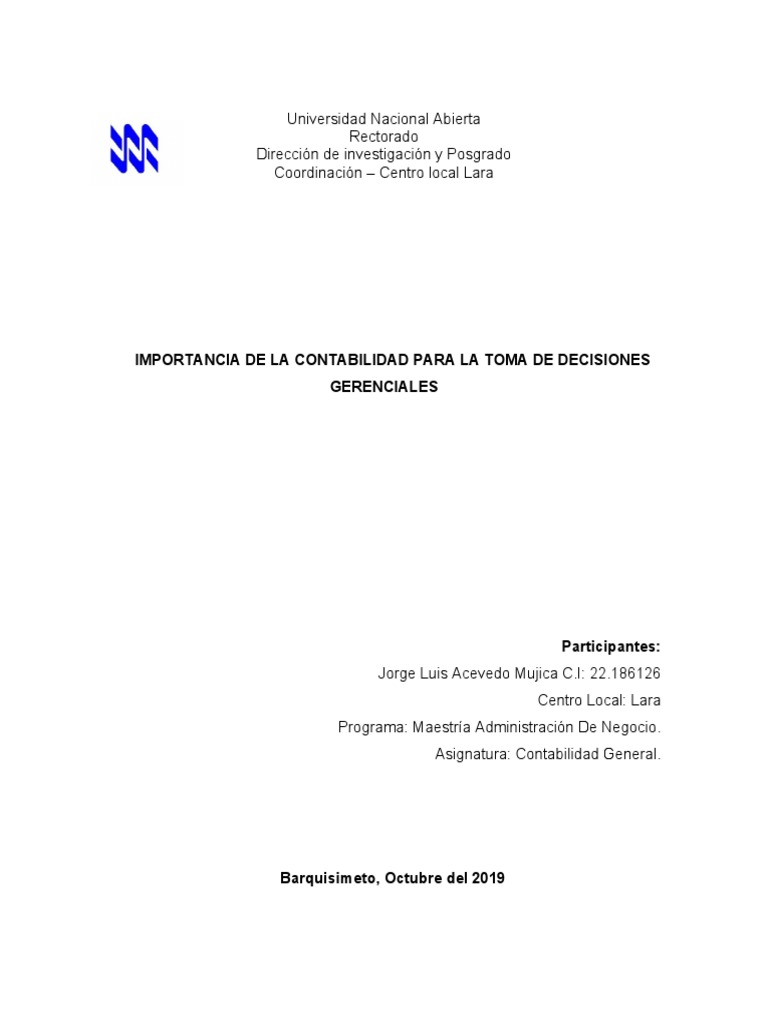 Contabilidad en Decisiones Gerenciales | PDF | Contabilidad | Toma de ...