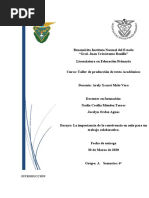 Ensayo - La Importancia de La Convivencia en Aula para Un Trabajo Colaborativo