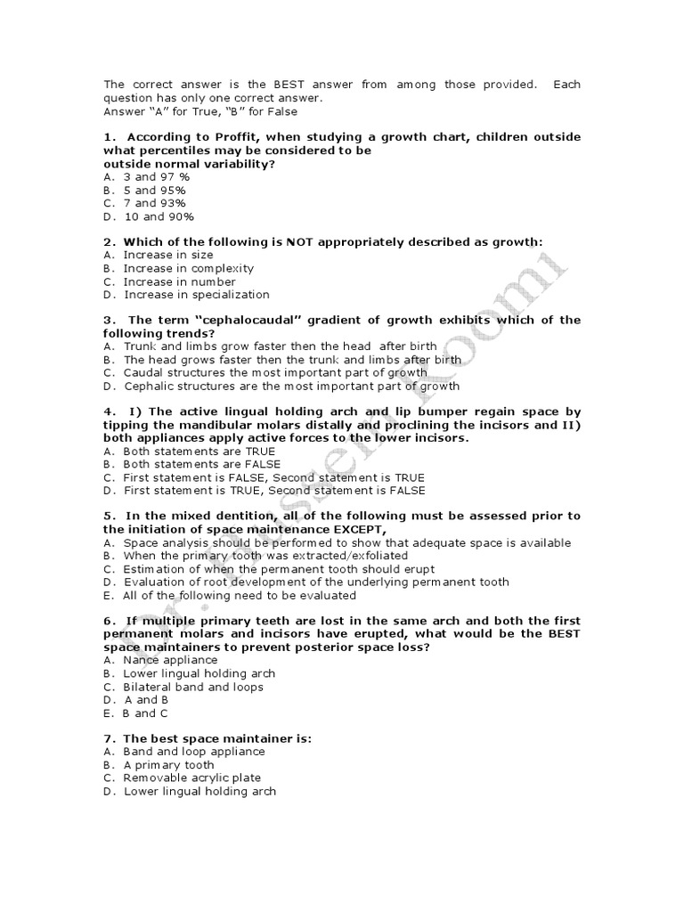 Orthodontics MCQs with Explanations | PDF | Dentistry Branches | Mouth