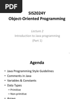 SIS2024Y Object-Oriented Programming: Introduction To Java Programming (Part 1)