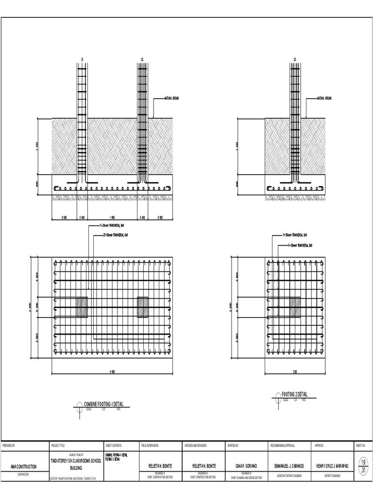 Combine Footing-1 Detail Footing 2 Detail | PDF