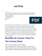 Benefits of Leisure Time