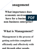 Management: What Importance Does Economic Environment Have For A Business or Non-Business Enterprise?