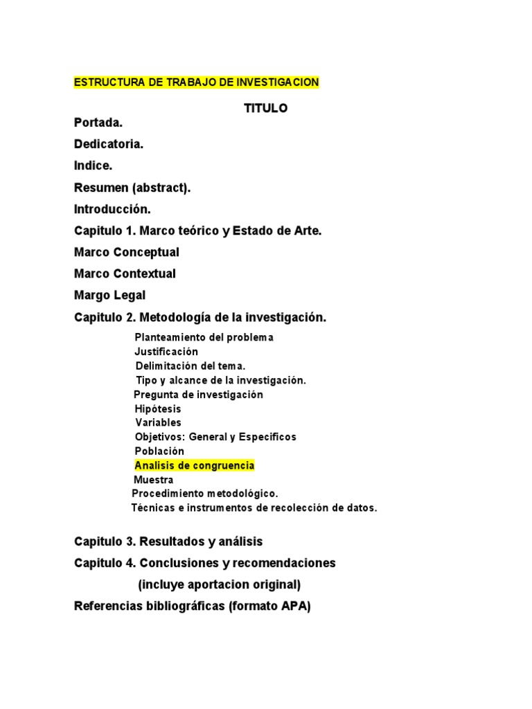 Estructura de Trabajo de Investigacion | PDF