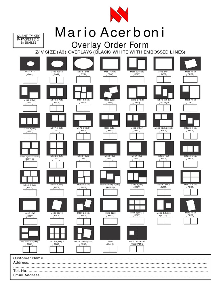 Mario Acerboni: Overlay Order Form | PDF