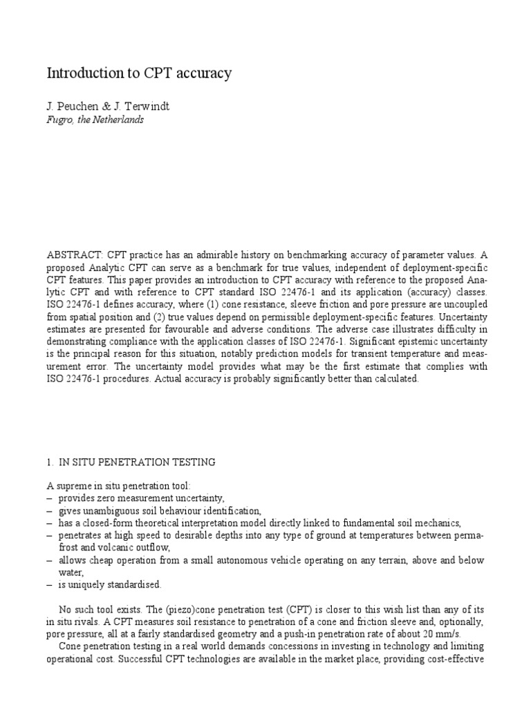 Introduction To CPT Accuracy: J. Peuchen & J. Terwindt | PDF | Accuracy ...