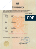 Certificate Birth: Entry