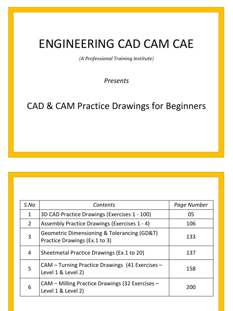 CAD-CAM PRACTICE DRAWINGS For BEGINNERS PDF | PDF | Computer Aided ...