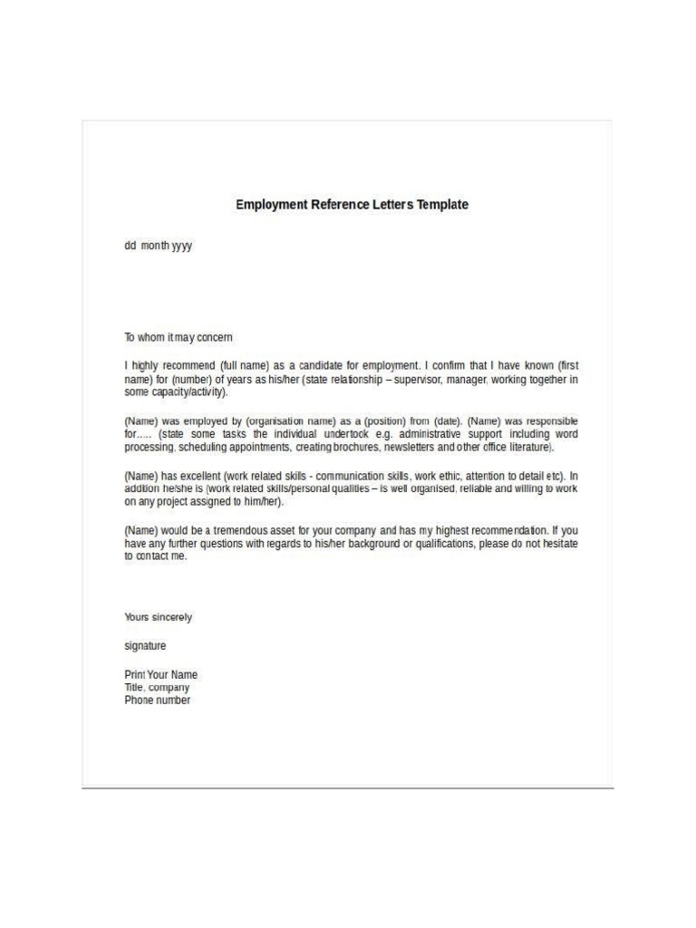 Employment Reference Letter | PDF