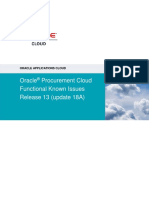 Oracle Procurement Cloud Functional Known Issues Release 13 (Update 18A)
