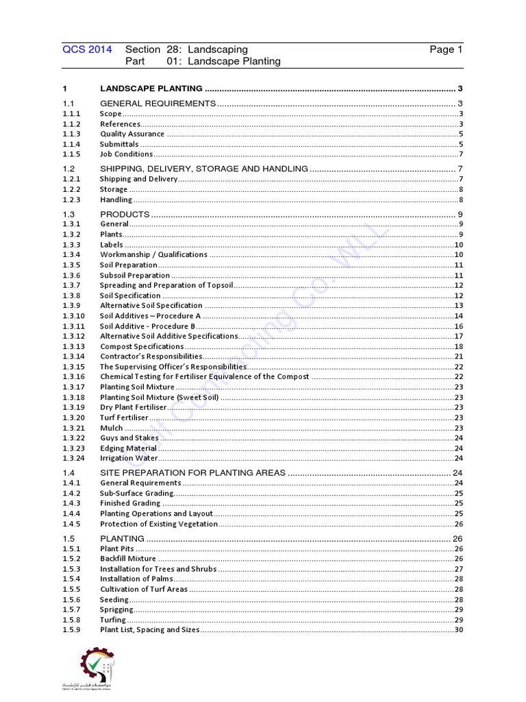 QCS 2014 Landscaping Standards | PDF | Topsoil | Soil