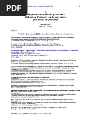 6 Obligation To Extradite Or Prosecute 2016 | Pdf | Extradition |  International Criminal Law