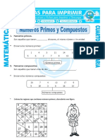 Ficha Numeros Primos y Compuestos para Cuarto de Primaria