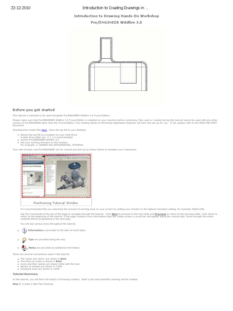 Pro/ENGINEER Drawing Workshop Guide | PDF | Menu (Computing) | Dialog Box