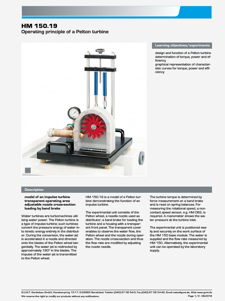 Pelton Turbine Model Overview | PDF | Turbine | Flow Measurement