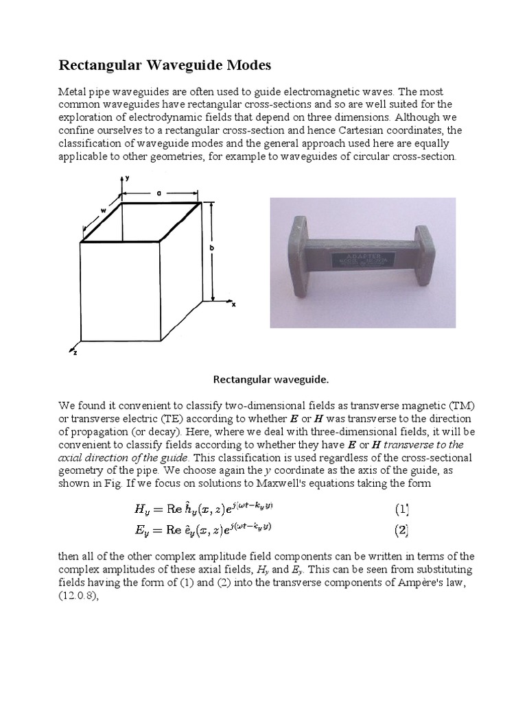 Rectangular Waveguide Modes | PDF | Waveguide | Normal Mode