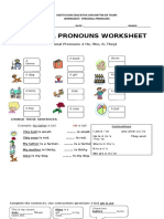 Personal Pronouns Worksheet: Choose The Correct Personal Pronouns: (He, She, It, They)
