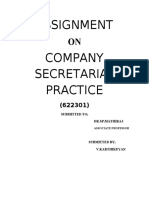 Assignment Company Secretarial Practice: Submitted To DR - Sp.Mathiraj