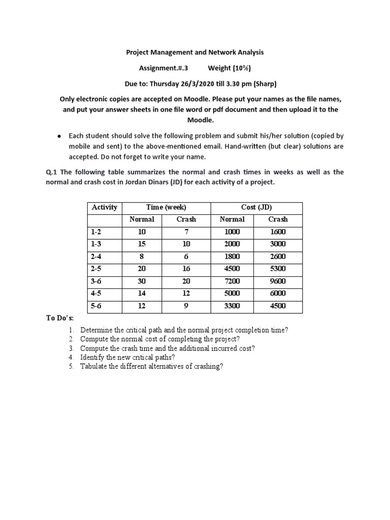 Project Management Assignment: Network Analysis | PDF | Technology ...