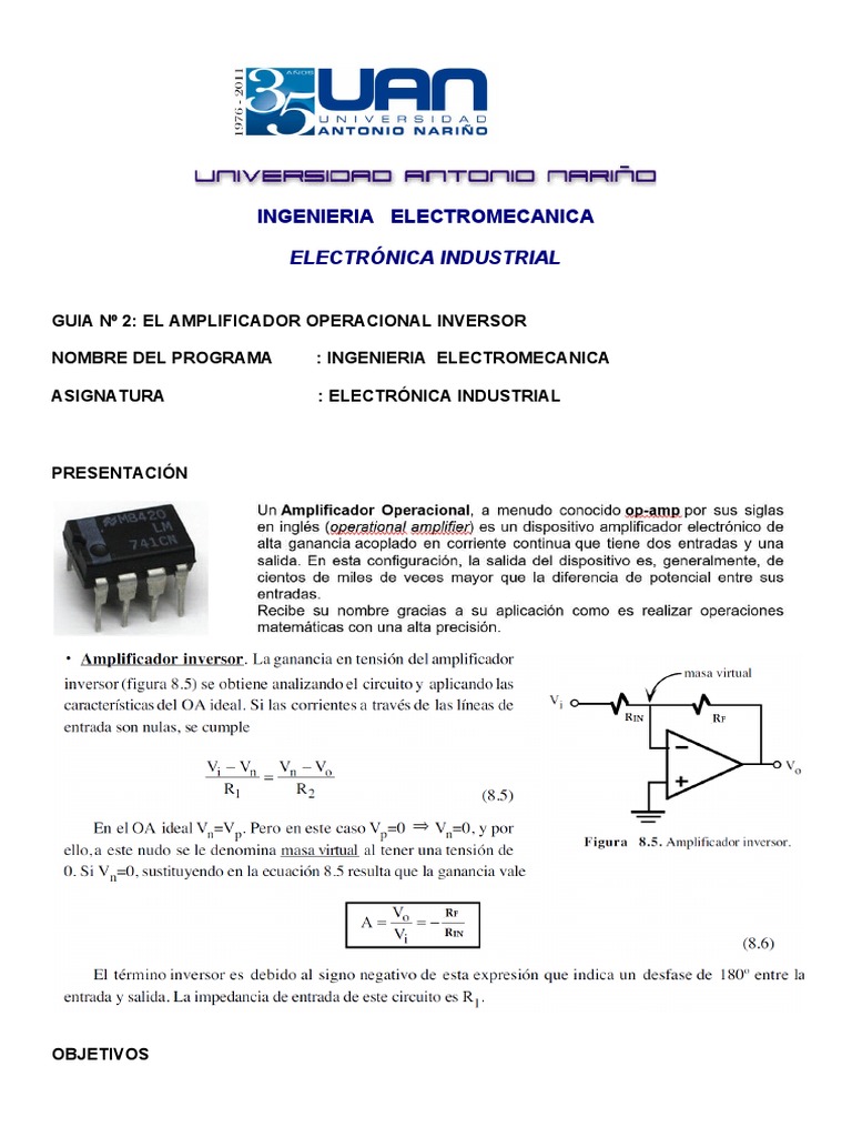 Amplificador Operacional Inversor en Protoboard | PDF | Amplificador ...