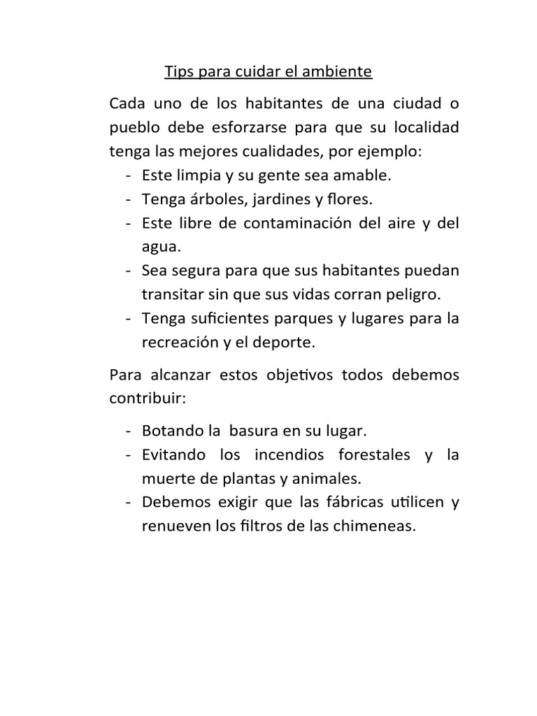 Tips para Cuidar El Ambiente | PDF | Ciencia y matemáticas
