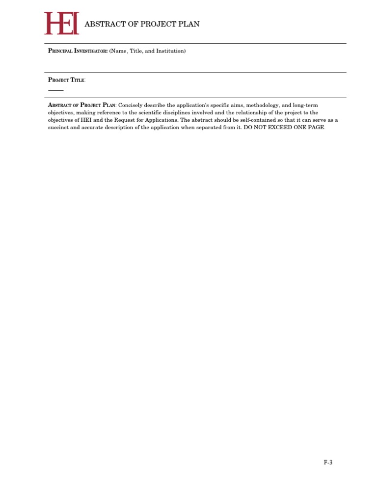 Project Plan Abstract Overview | PDF