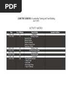 Activity Matrix: LEAD THE LEADERS: A Leadership Training and Team Building