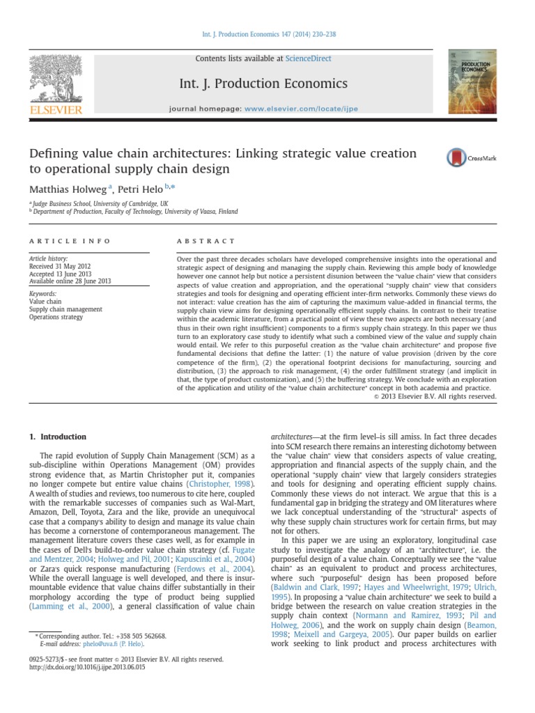 Value Chain Architecture in Supply Chains | PDF | Supply Chain | Value ...