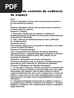 Minuta de contrato de cedência de espaço   