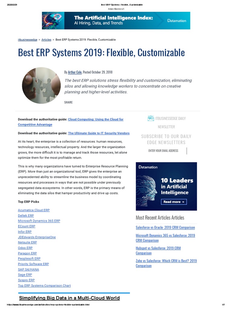 Best ERP Systems 2019: Flexible, Customizable | PDF | Enterprise ...